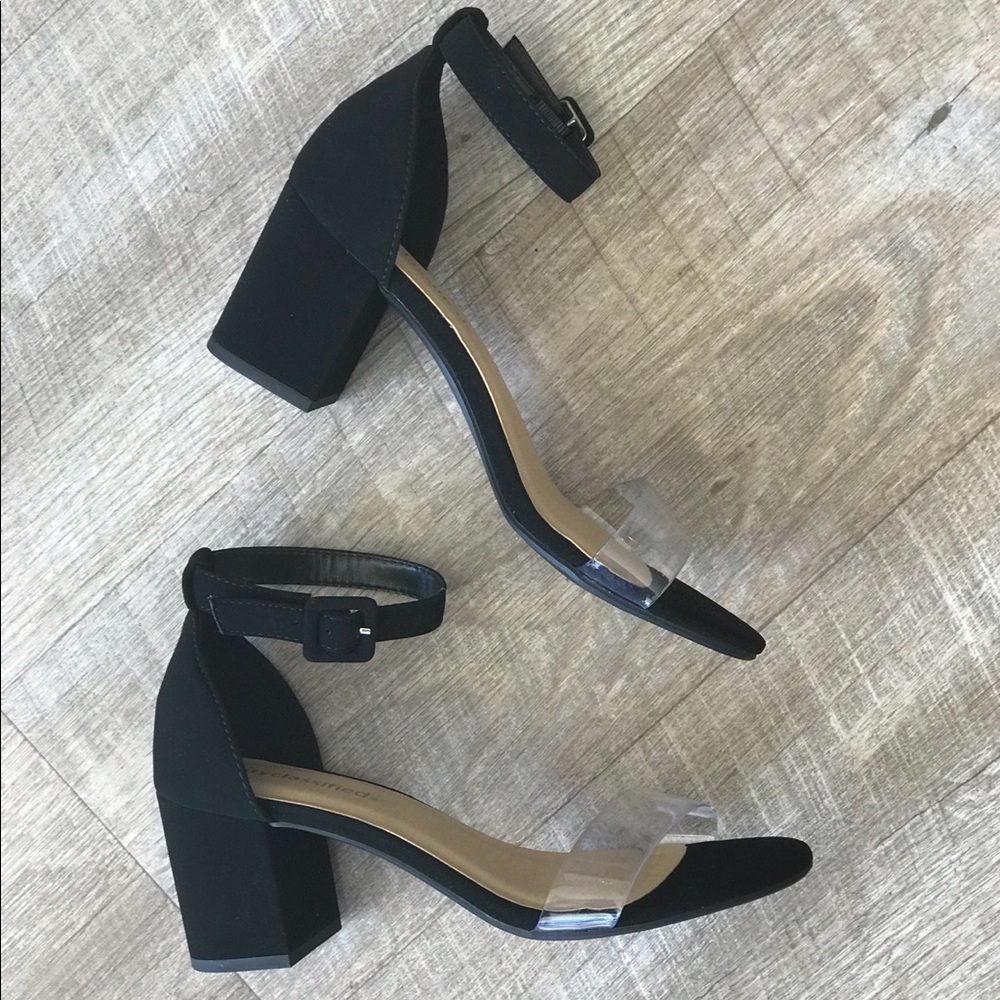 Retro Amuse Black & Clear Strap Block Heel Sandal - Picture 8 of 8